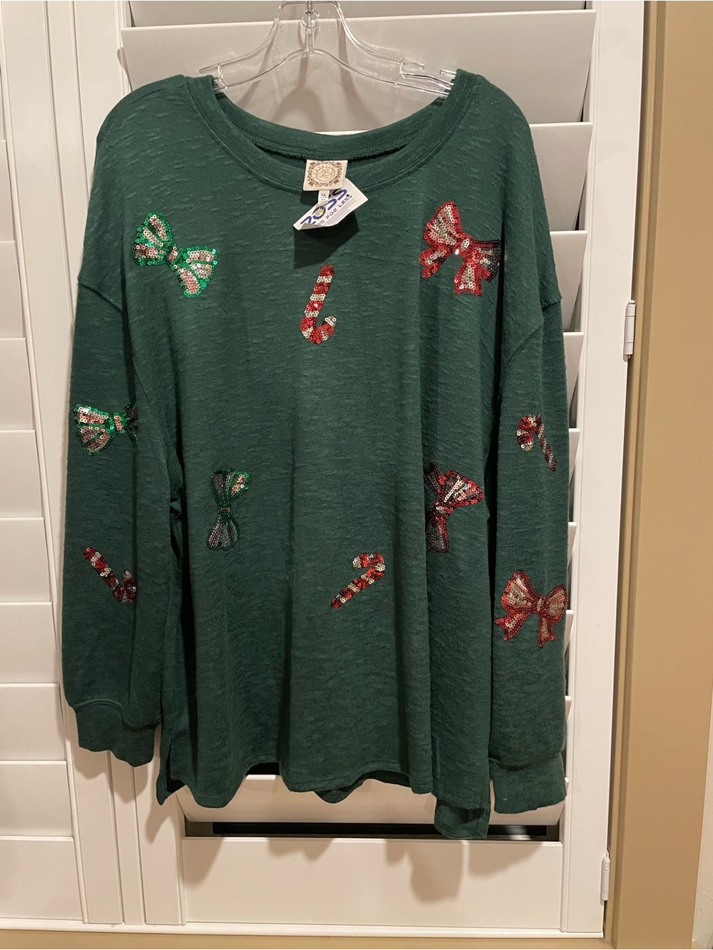 Green Sequin Holiday Sweatshirt - Women Sweater